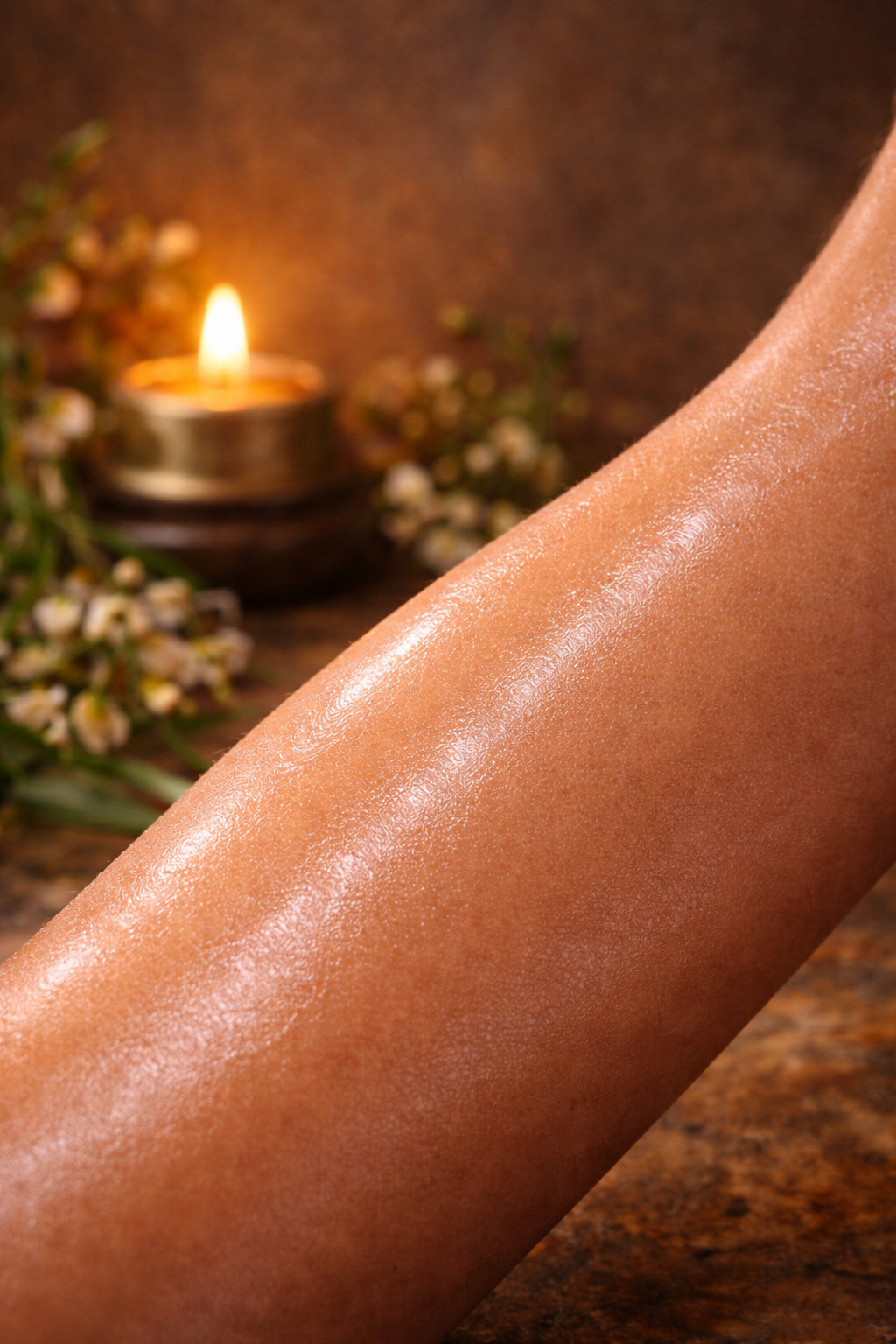 Two bottles of body oil