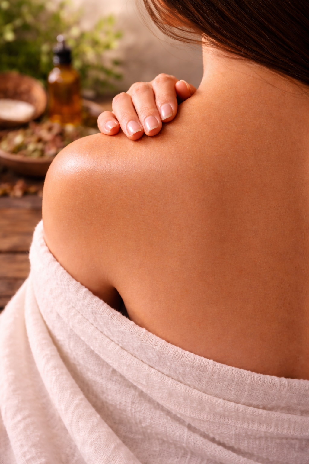 Two bottles of body oil